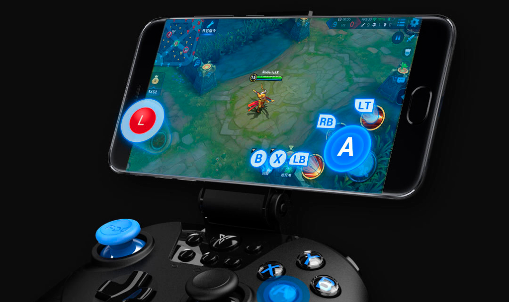 Xiaomi Feat Black Knight X8pro Gamepad оснащен специальным фиксатором для смартфонов с диагональю экрана от 3.5 до 6.8 дюймов