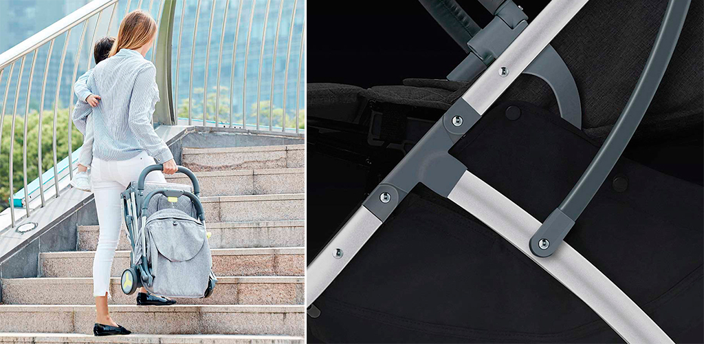 Xiaomi BEBEHOO START Lightweight Four-wheeled Stroller Благодаря каркасу из легкого алюминиевого сплава, коляска весит всего 6 килограмм