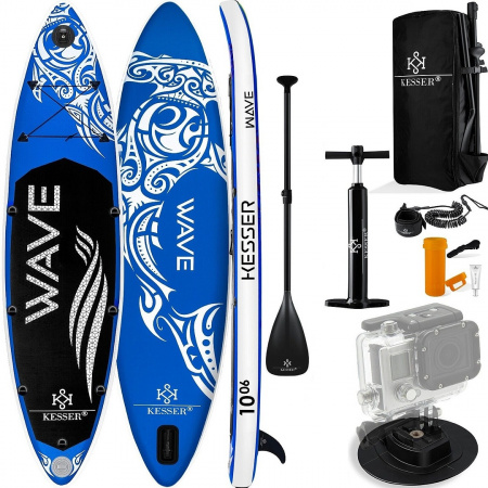 Купить Сап доска для плавания и серфинга с насосом и рюкзаком Kesser Inflatable SUP Board 305*82*15 Wave Blue