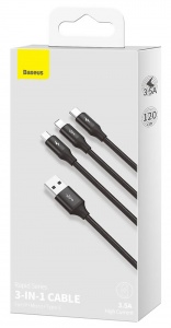 Baseus Rapid Series 3-in-1 Cable USB - Lightning+MicroUSB+Type-C 1.2m (CAJS000001)