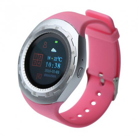 CARCAM SMART WATCH A7 - SILVER, Pink silicone