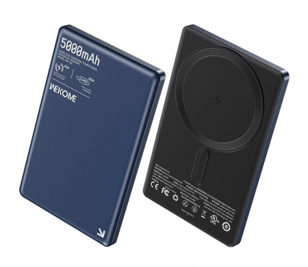 Купить Wekome Blade Ultra-Thin Magnetic Wireless Power Bank 15W 5000 mAh Type-C (WP-82) Blue