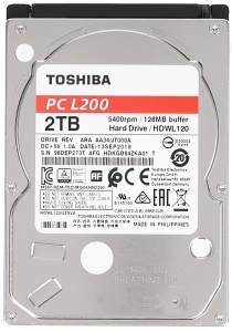 Toshiba L200 HDWL120UZSVA, 2ТБ, HDD, SATA III, 2.5"