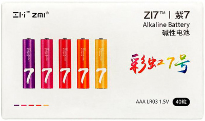 Купить Батарейки алкалиновые Xiaomi ZMI Alkaline Rainbow AAA (LR03) 40pcs