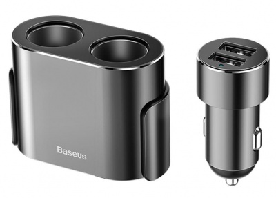 Baseus High Efficiency One to Two Cigarette Lighter Black