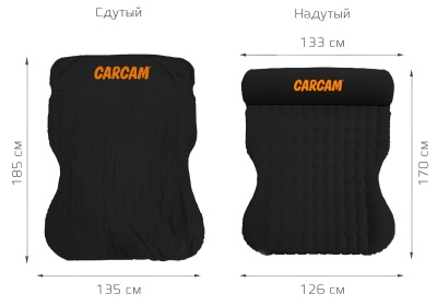 Купить CARCAM Inflatable Auto Airbed, Auto Air Pump, 170x133 cm. (CCMTE1758) Black