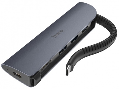 Type-C Хаб HOCO HB13 Easy connect (USB3.0-3+HDMI+Type-C PD 60W)