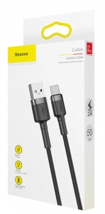 Baseus Cafule Cable USB For Type-C 3A 1M Gray - Black (CATKLF-BG1)