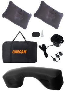 Купить CARCAM Inflatable Auto Airbed, Two Pillows, Auto Air Pump, Repair Kit, 175x155 cm. (CCMTE134) Black