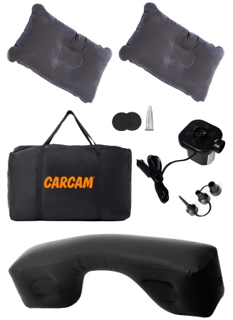 Купить CARCAM Inflatable Auto Airbed, Two Pillows, Auto Air Pump, Repair Kit, 175x155 cm. (CCMTE134) Black