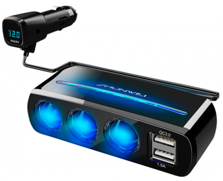 Купить Shunwei 3 Way Cigarette Lighter Socket With Dual USB Port (SD-1939D)