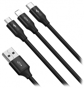Baseus Rapid Series 3-in-1 Cable USB - Lightning+MicroUSB+Type-C 1.2m (CAJS000001)