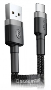Baseus Cafule Cable USB For Type-C 3A 1M Gray - Black (CATKLF-BG1)