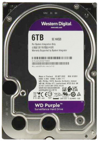 Купить Жесткий диск WD HDD 6TB, SATA III, 3.5" (WD63PURU)