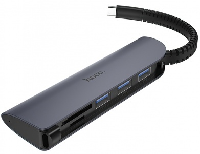 Type-C хаб HOCO HB17 Easy connect (USB3.0-3+SD+TF)