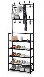 New Simple Floor Clothes Rack With Shelves for Shoes XMJ60 4 Layer Black