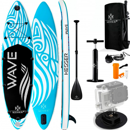 Купить Сап доска для плавания и серфинга с насосом и рюкзаком Kesser Inflatable SUP Board 305*75*15 Wave Light Blue